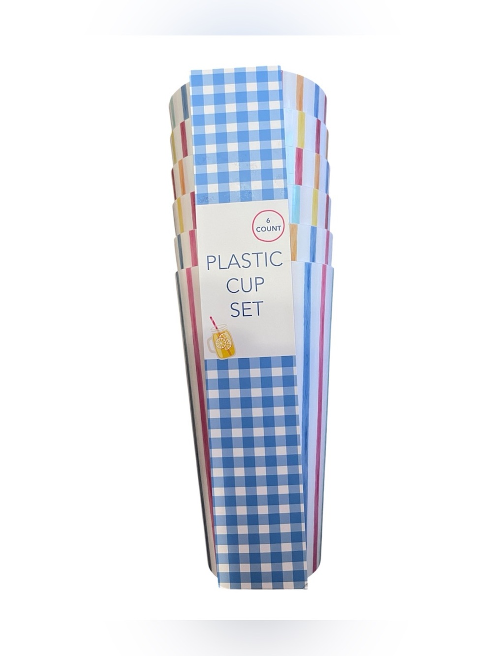 Summer Stripes 6-Piece 32 oz Plastic Cup Set – NEW